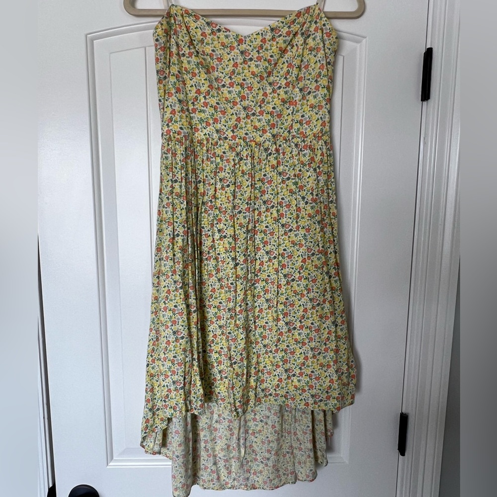 MIDI High Low Floral Strapless Summer Dress